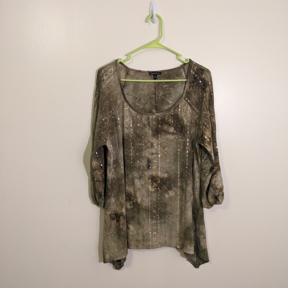 Sami & Jo Boho Forest Embroidered Sequined Flowy Fairy Top